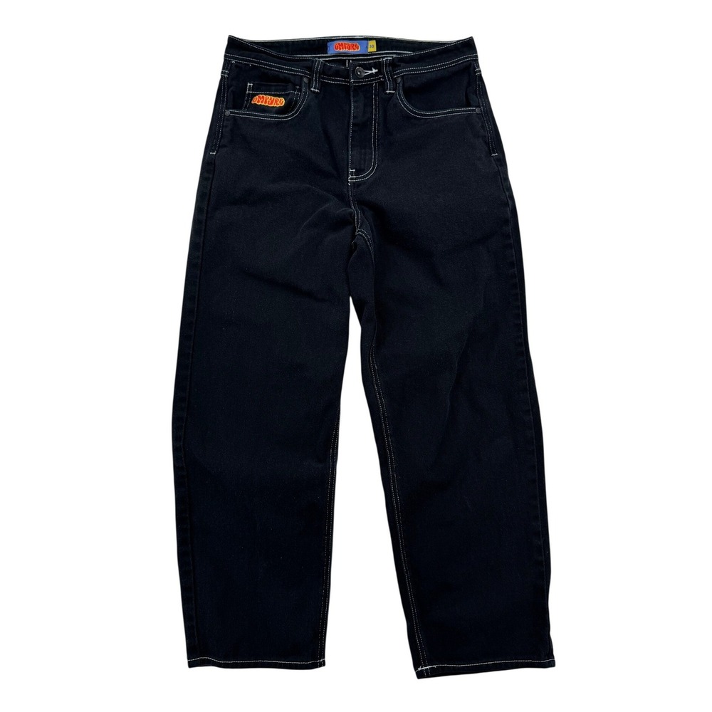 Empyre Loose Fit Skate Jeans Mens 30 Black Contrast Stitch Excellent Baggy Pant